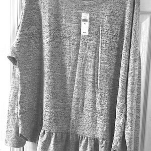 Chic Gray Sweater with Ruffle Detail